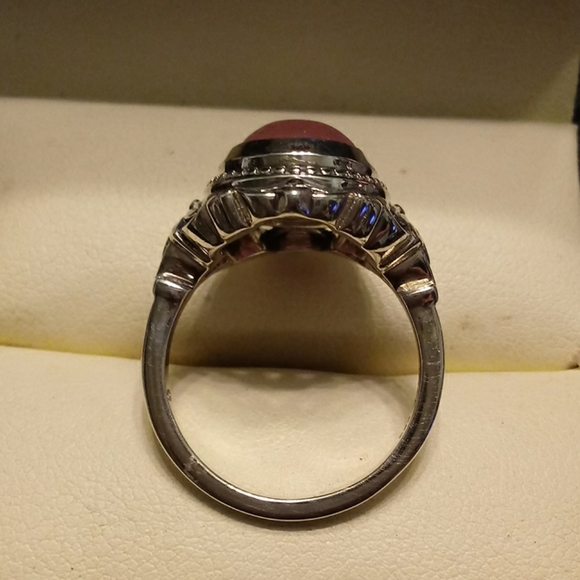 Vintage 6.00ctw Genuine Pink Jade 925 Sterling - Picture 5 of 8